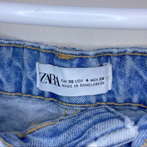 ZARA High Waisted Light Wash Denim Shorts - Picture 5 of 8